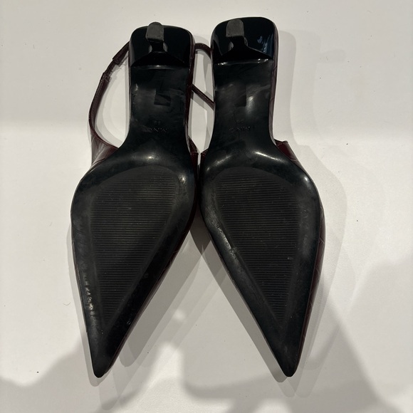 Mango Croc-Embossed Pointed Slingback Heels in Burgundy - Picture 5 of 5